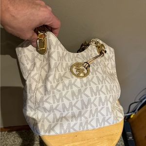 White Michael Kors designer handbag